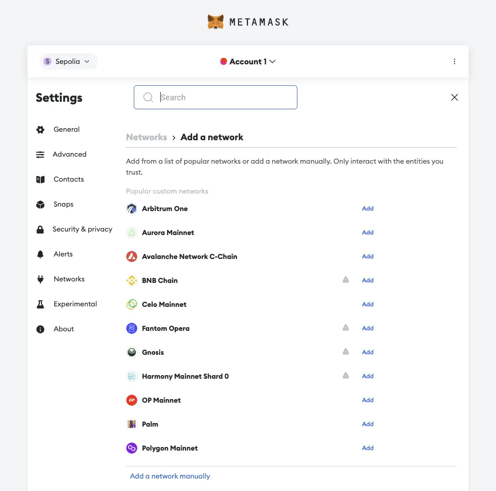 Add network manually
