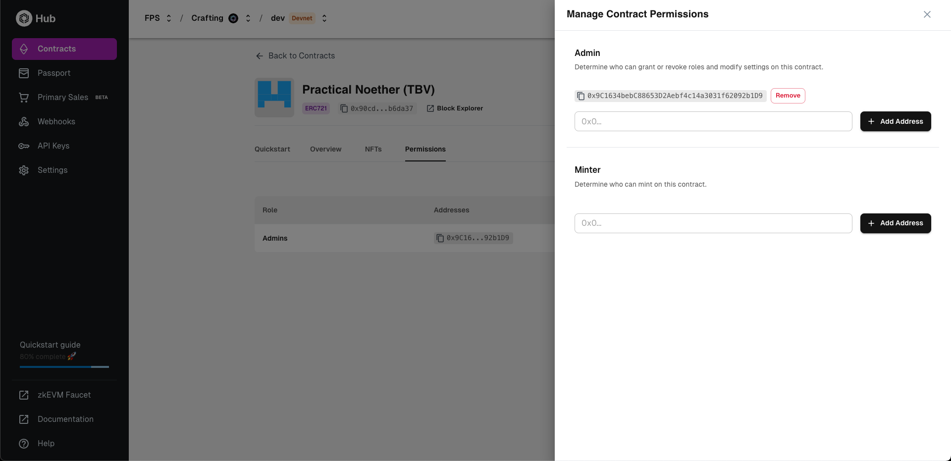 Minting permissions on a token contract