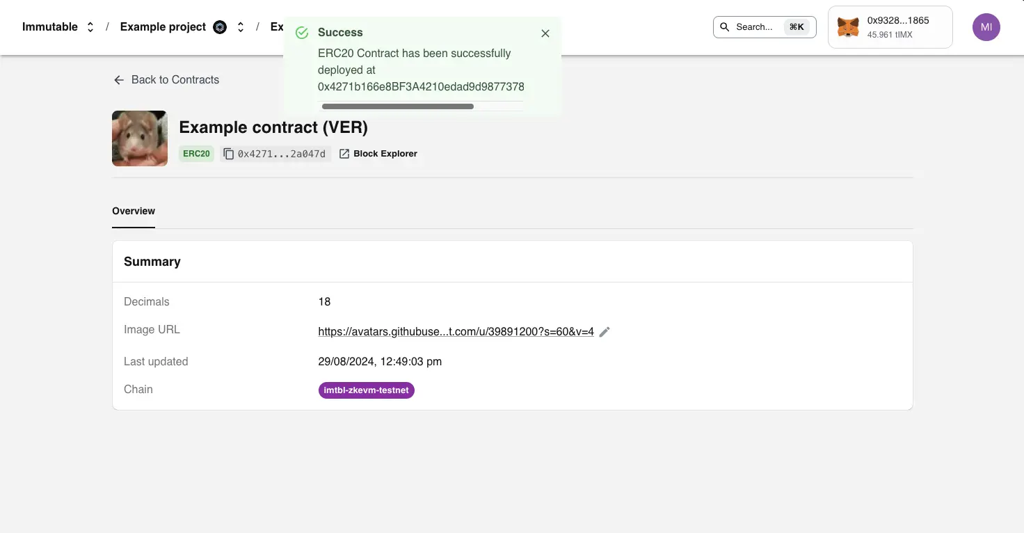 Contract details page