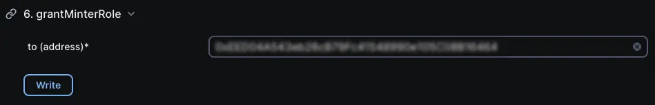 Block explorer grant minter role